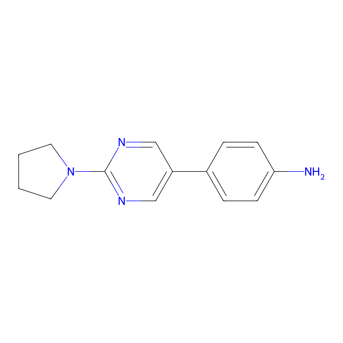4-[2-(Pyrrolidin-1-yl)pyrimidin-5-yl]aniline molecular structure, CAS 2548977-81-5
