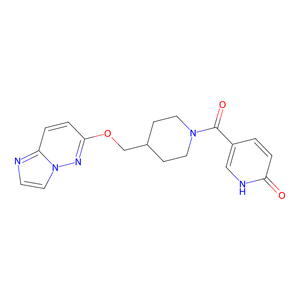 5-[4-({Imidazo[1,2-b]pyridazin-6-yloxy}methyl)piperidine-1-carbonyl]-1,2-dihydropyridin-2-one molecular structure, CAS 2548977-83-7