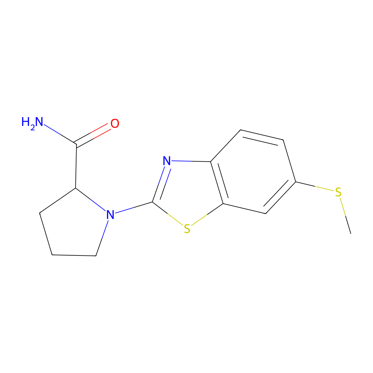 1-[6-(Methylsulfanyl)-1,3-benzothiazol-2-yl]pyrrolidine-2-carboxamide molecular structure, CAS 2548977-84-8