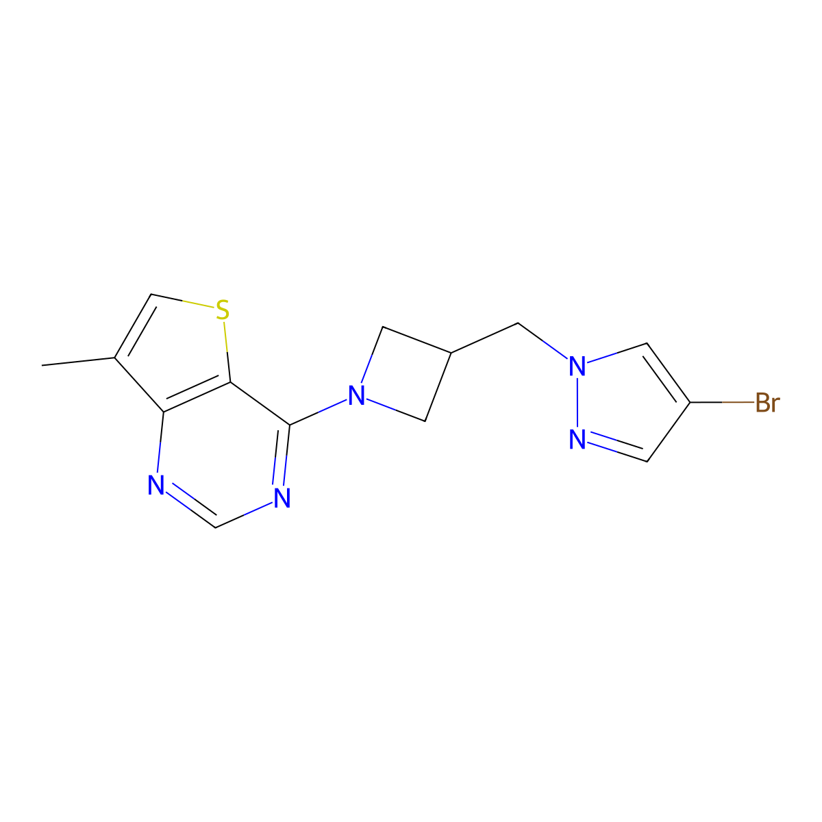 4-bromo-1-[(1-{7-methylthieno[3,2-d]pyrimidin-4-yl}azetidin-3-yl)methyl]-1H-pyrazole molecular structure, CAS 2548977-89-3