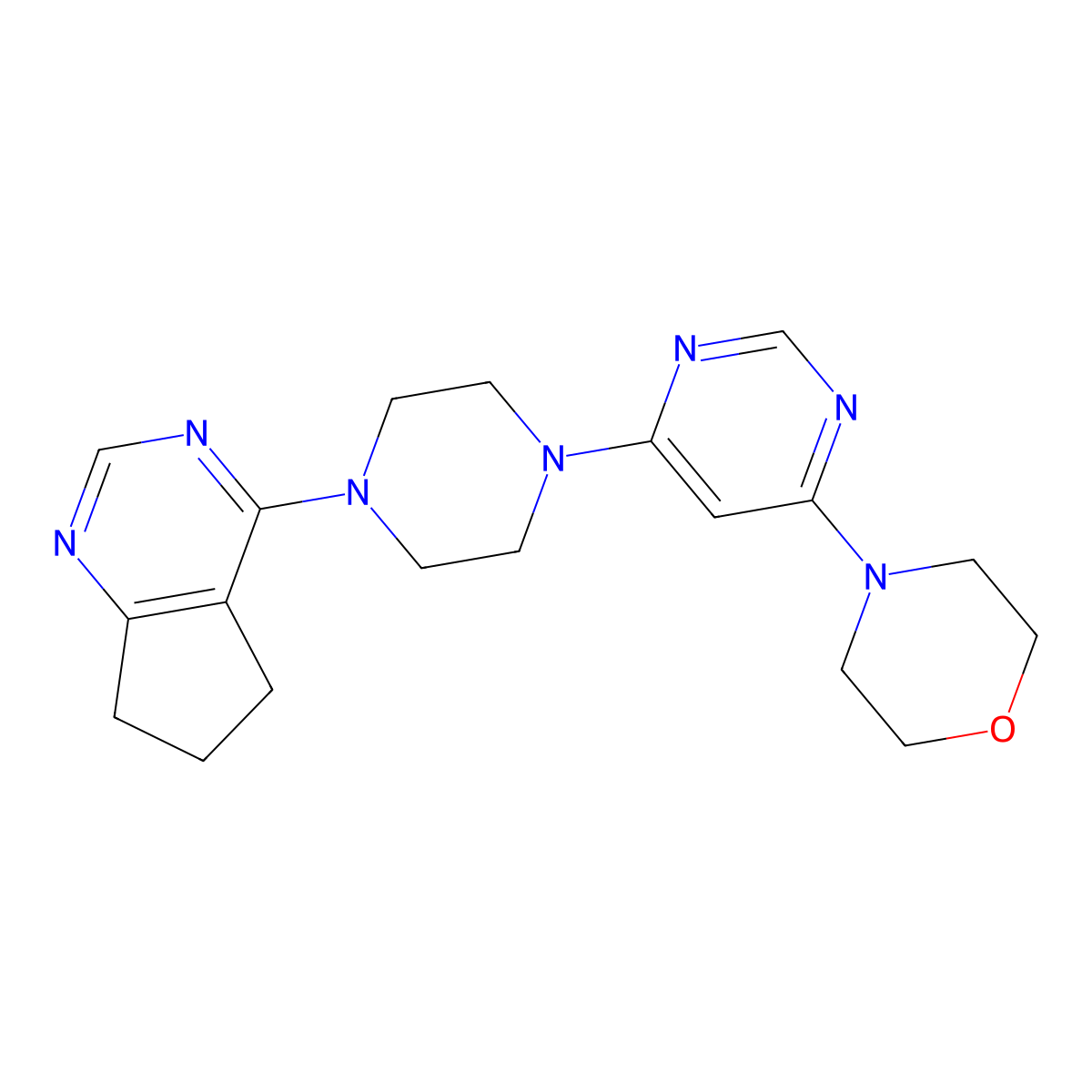 4-[6-(4-{5H,6H,7H-cyclopenta[d]pyrimidin-4-yl}piperazin-1-yl)pyrimidin-4-yl]morpholine molecular structure, CAS 2548977-95-1
