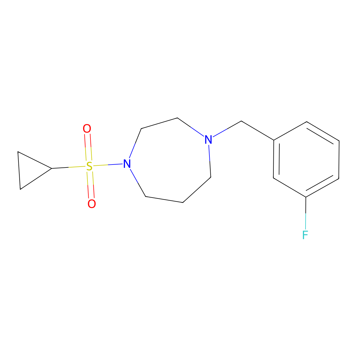 1-(Cyclopropanesulfonyl)-4-[(3-fluorophenyl)methyl]-1,4-diazepane molecular structure, CAS 2548978-01-2