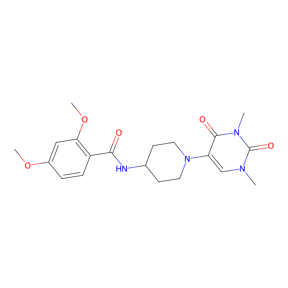 N-[1-(1,3-dimethyl-2,4-dioxo-1,2,3,4-tetrahydropyrimidin-5-yl)piperidin-4-yl]-2,4-dimethoxybenzamide molecular structure, CAS 2548978-02-3