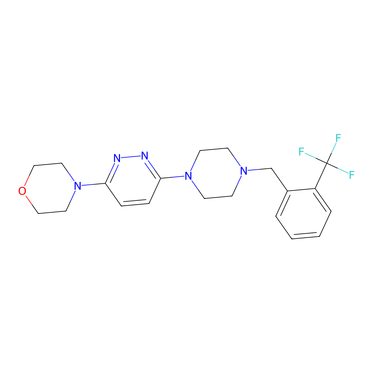 4-[6-(4-{[2-(Trifluoromethyl)phenyl]methyl}piperazin-1-yl)pyridazin-3-yl]morpholine molecular structure, CAS 2548978-06-7