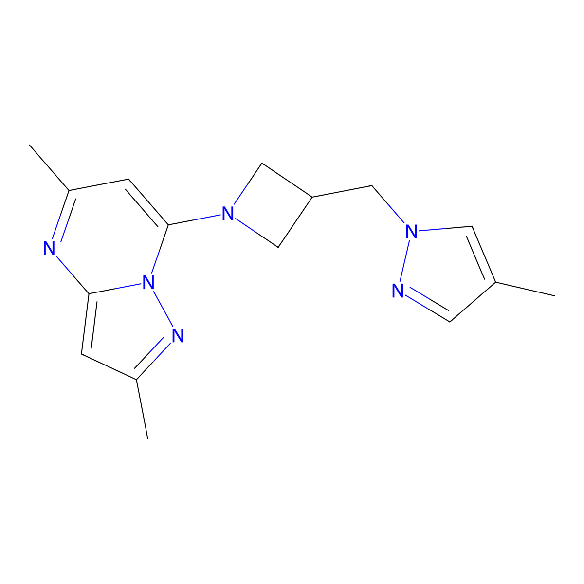 1-[(1-{2,5-dimethylpyrazolo[1,5-a]pyrimidin-7-yl}azetidin-3-yl)methyl]-4-methyl-1H-pyrazole molecular structure, CAS 2548978-14-7