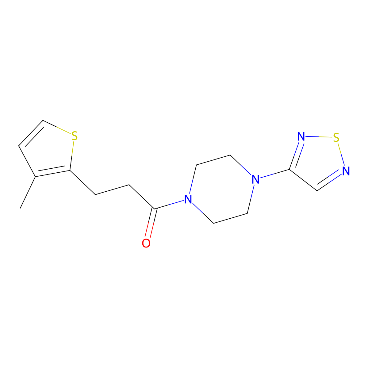 3-(3-Methylthiophen-2-yl)-1-[4-(1,2,5-thiadiazol-3-yl)piperazin-1-yl]propan-1-one molecular structure, CAS 2548978-20-5