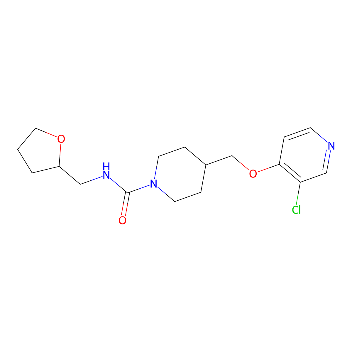 4-{[(3-chloropyridin-4-yl)oxy]methyl}-N-[(oxolan-2-yl)methyl]piperidine-1-carboxamide molecular structure, CAS 2548978-21-6