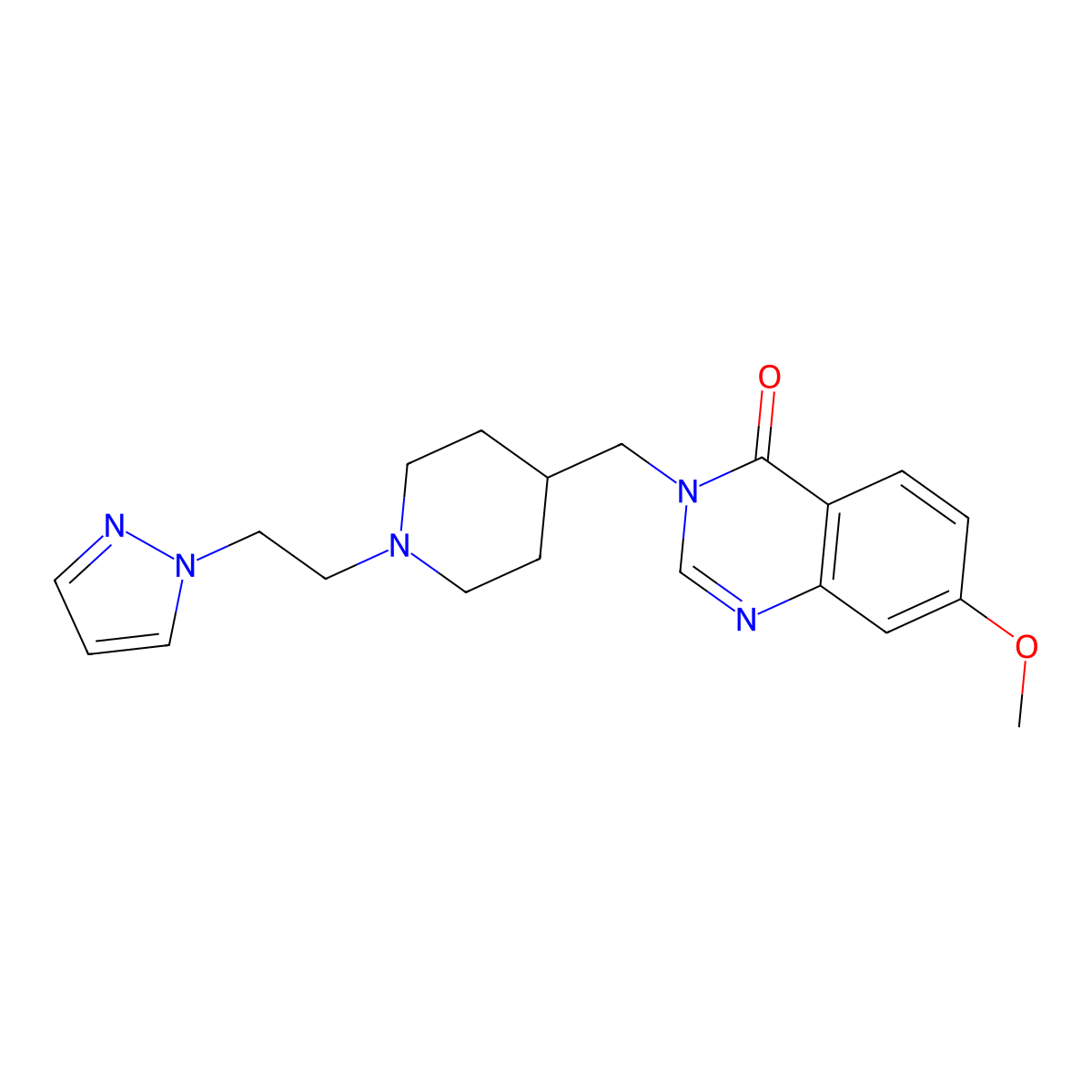 7-methoxy-3-({1-[2-(1H-pyrazol-1-yl)ethyl]piperidin-4-yl}methyl)-3,4-dihydroquinazolin-4-one molecular structure, CAS 2548978-34-1