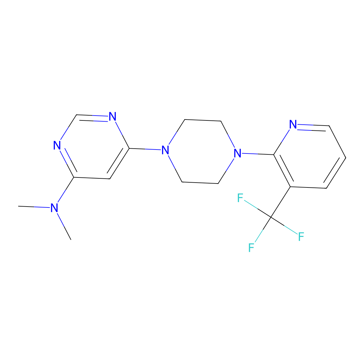 N,N-dimethyl-6-{4-[3-(trifluoromethyl)pyridin-2-yl]piperazin-1-yl}pyrimidin-4-amine molecular structure, CAS 2548978-36-3