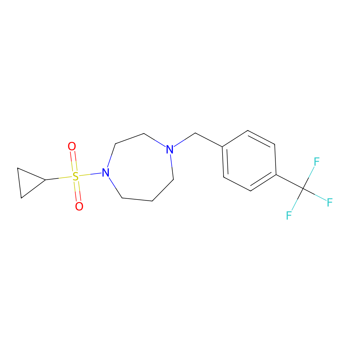 1-(Cyclopropanesulfonyl)-4-{[4-(trifluoromethyl)phenyl]methyl}-1,4-diazepane molecular structure, CAS 2548978-37-4