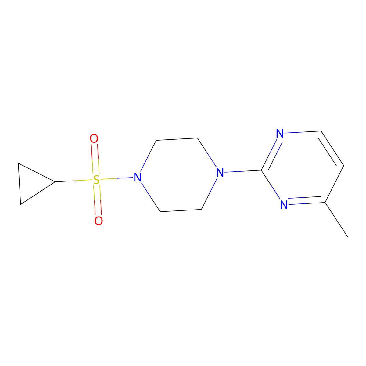 2-[4-(Cyclopropanesulfonyl)piperazin-1-yl]-4-methylpyrimidine molecular structure, CAS 2548978-41-0