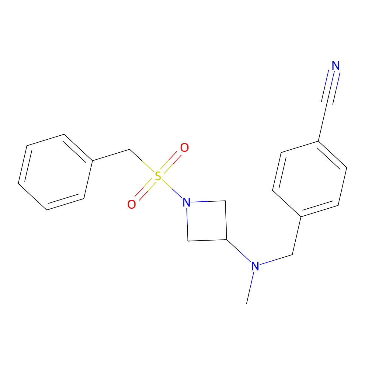 4-{[Methyl(1-phenylmethanesulfonylazetidin-3-yl)amino]methyl}benzonitrile molecular structure, CAS 2548978-42-1