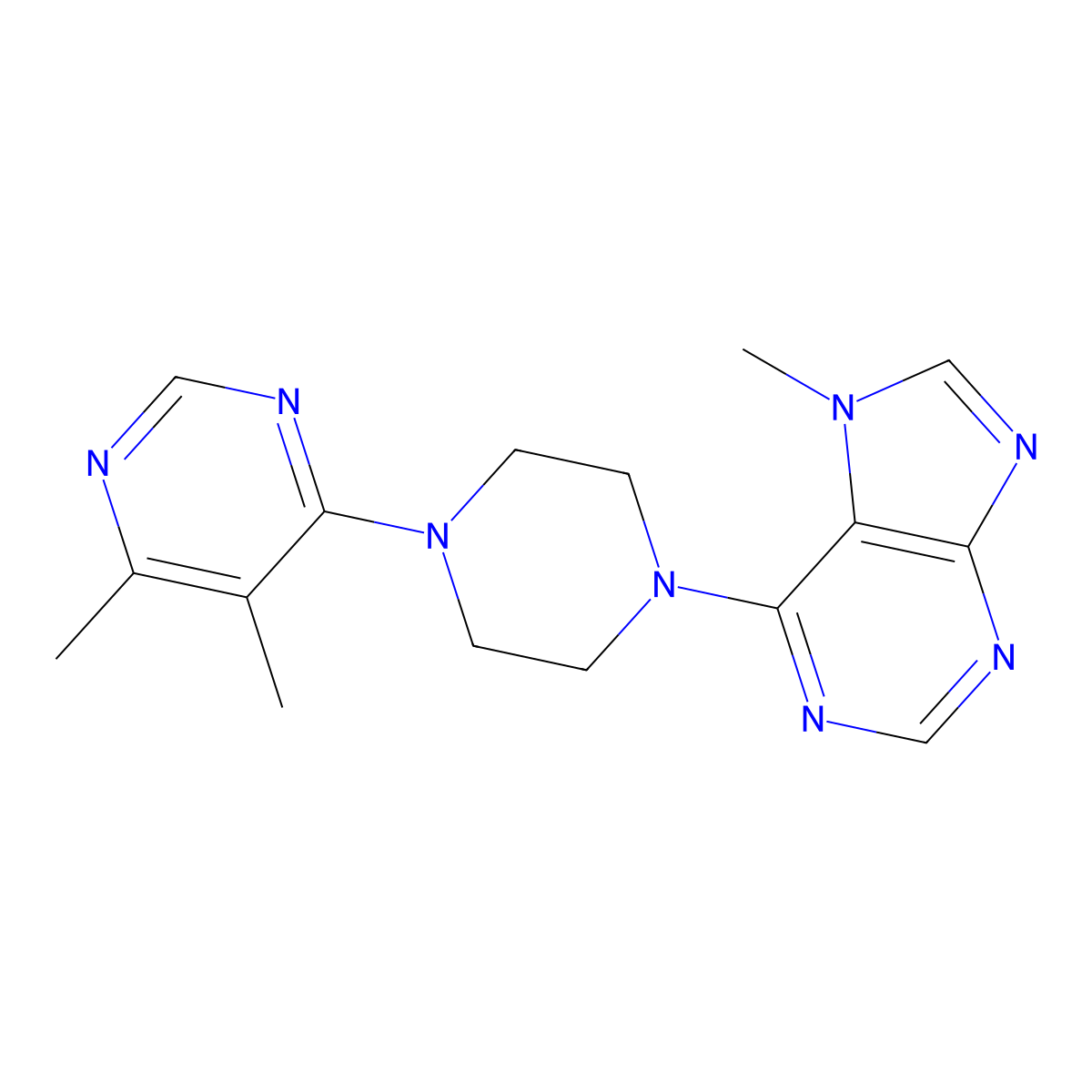 6-[4-(5,6-dimethylpyrimidin-4-yl)piperazin-1-yl]-7-methyl-7H-purine molecular structure, CAS 2548978-43-2