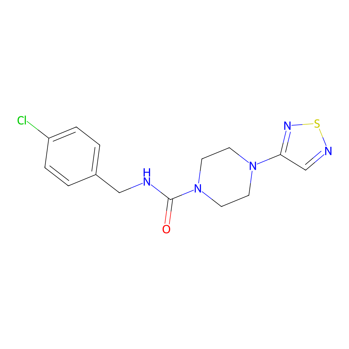 N-[(4-chlorophenyl)methyl]-4-(1,2,5-thiadiazol-3-yl)piperazine-1-carboxamide molecular structure, CAS 2548978-45-4