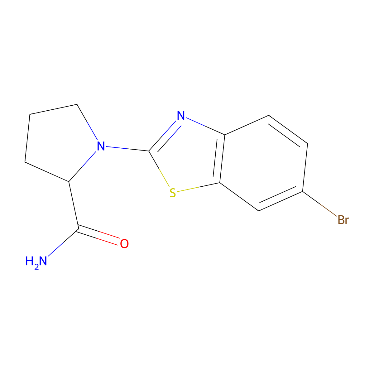 1-(6-Bromo-1,3-benzothiazol-2-yl)pyrrolidine-2-carboxamide molecular structure, CAS 2548978-46-5