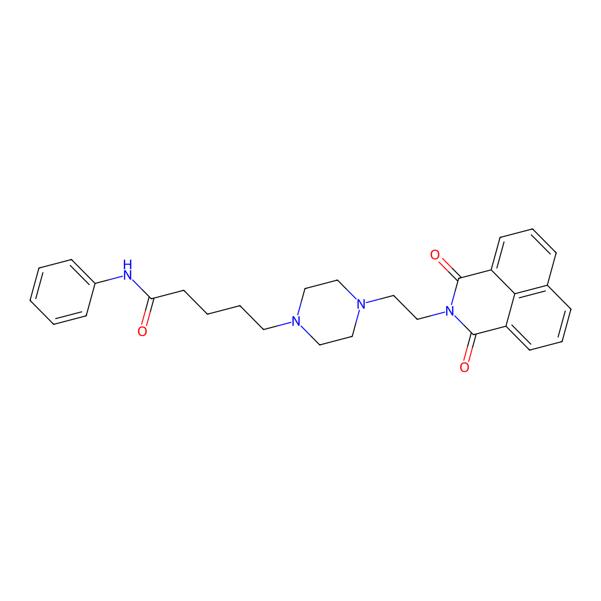 5-[4-(2-{2,4-dioxo-3-azatricyclo[7.3.1.0^{5,13}]trideca-1(13),5,7,9,11-pentaen-3-yl}ethyl)piperazin-1-yl]-N-phenylpentanamide molecular structure, CAS 2548978-47-6
