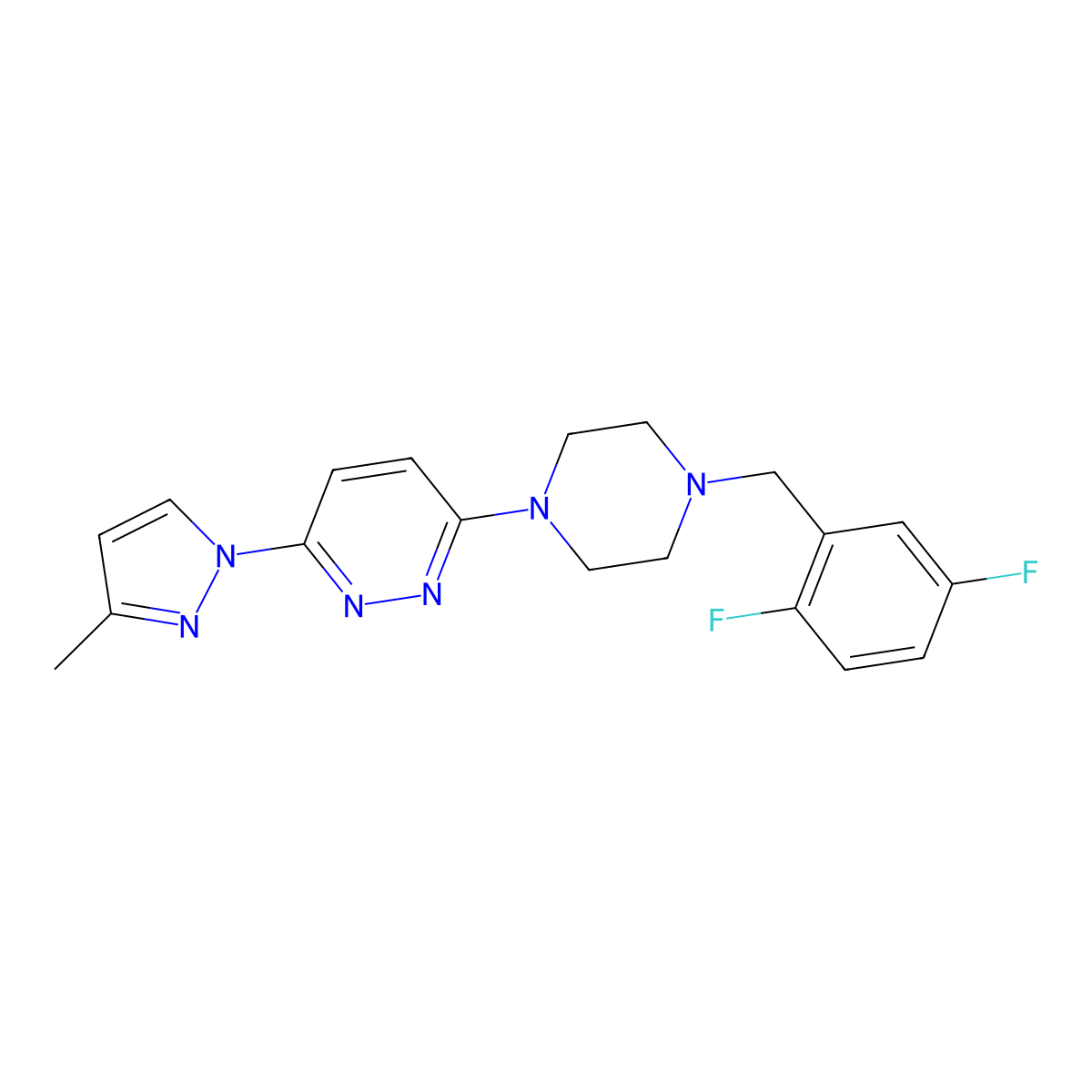 3-{4-[(2,5-difluorophenyl)methyl]piperazin-1-yl}-6-(3-methyl-1H-pyrazol-1-yl)pyridazine molecular structure, CAS 2548978-53-4