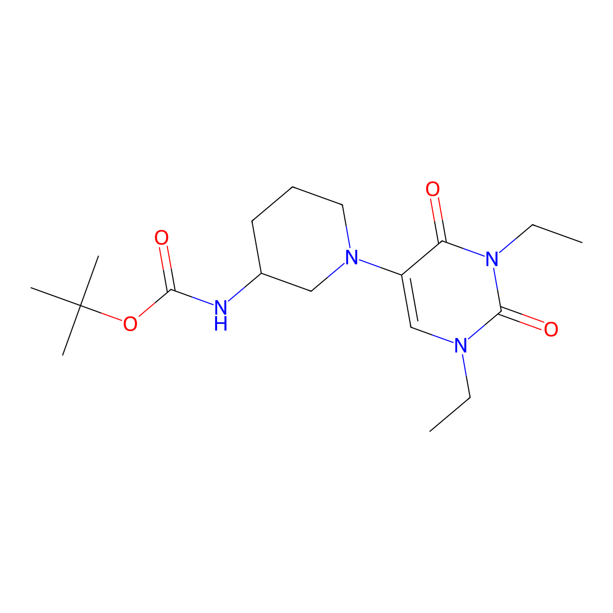 tert-butyl N-[1-(1,3-diethyl-2,4-dioxo-1,2,3,4-tetrahydropyrimidin-5-yl)piperidin-3-yl]carbamate molecular structure, CAS 2548978-55-6