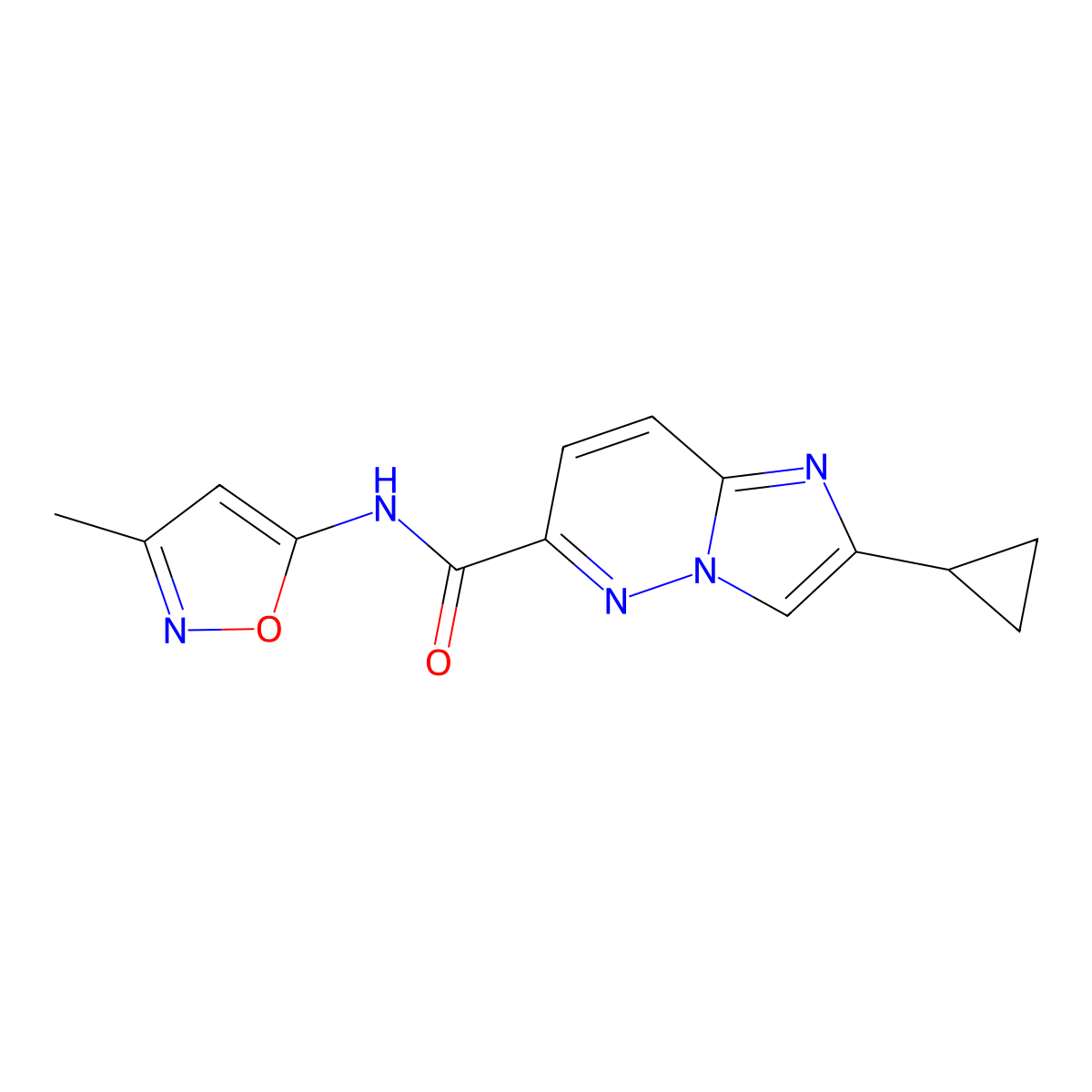 2-cyclopropyl-N-(3-methyl-1,2-oxazol-5-yl)imidazo[1,2-b]pyridazine-6-carboxamide molecular structure, CAS 2548978-56-7
