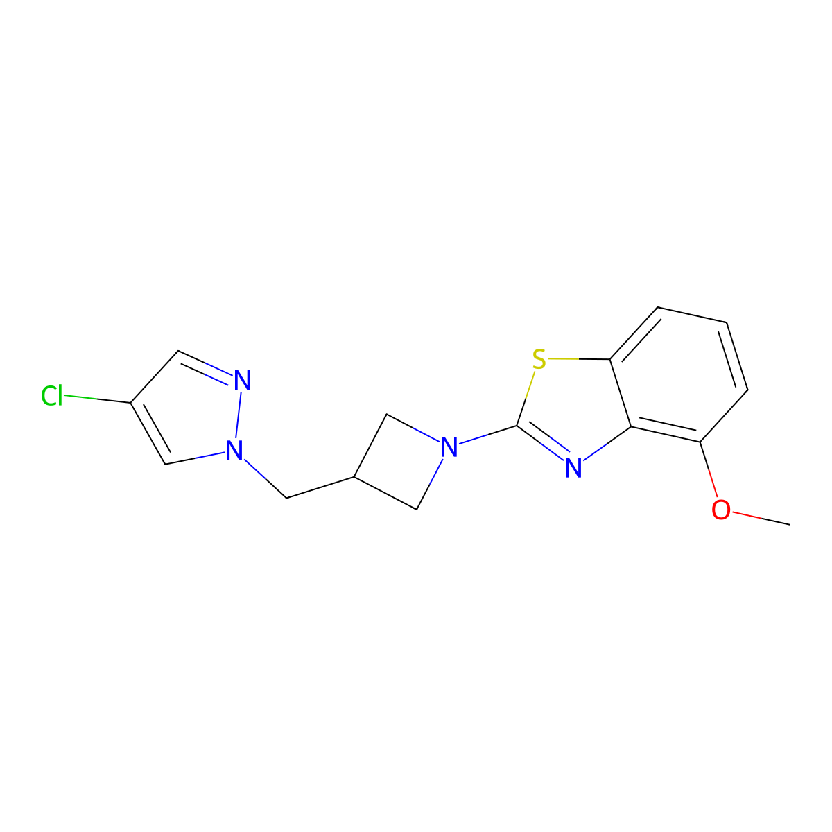 2-{3-[(4-chloro-1H-pyrazol-1-yl)methyl]azetidin-1-yl}-4-methoxy-1,3-benzothiazole molecular structure, CAS 2548978-59-0