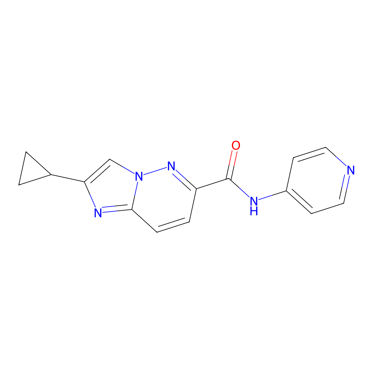 2-cyclopropyl-N-(pyridin-4-yl)imidazo[1,2-b]pyridazine-6-carboxamide molecular structure, CAS 2548978-60-3