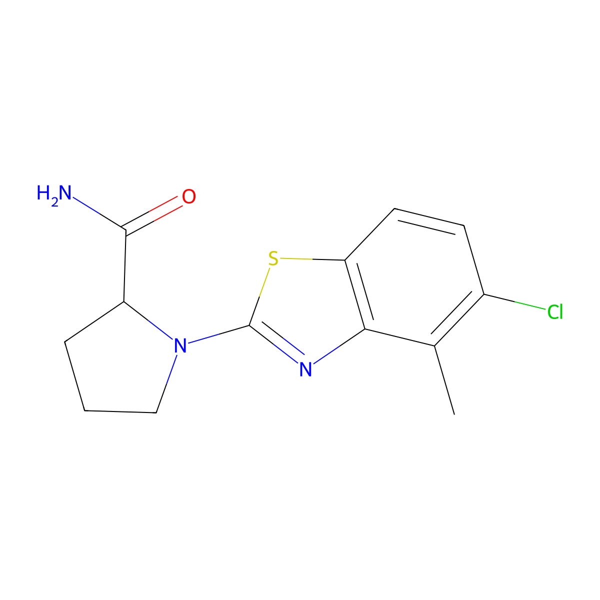 1-(5-Chloro-4-methyl-1,3-benzothiazol-2-yl)pyrrolidine-2-carboxamide molecular structure, CAS 2548978-61-4