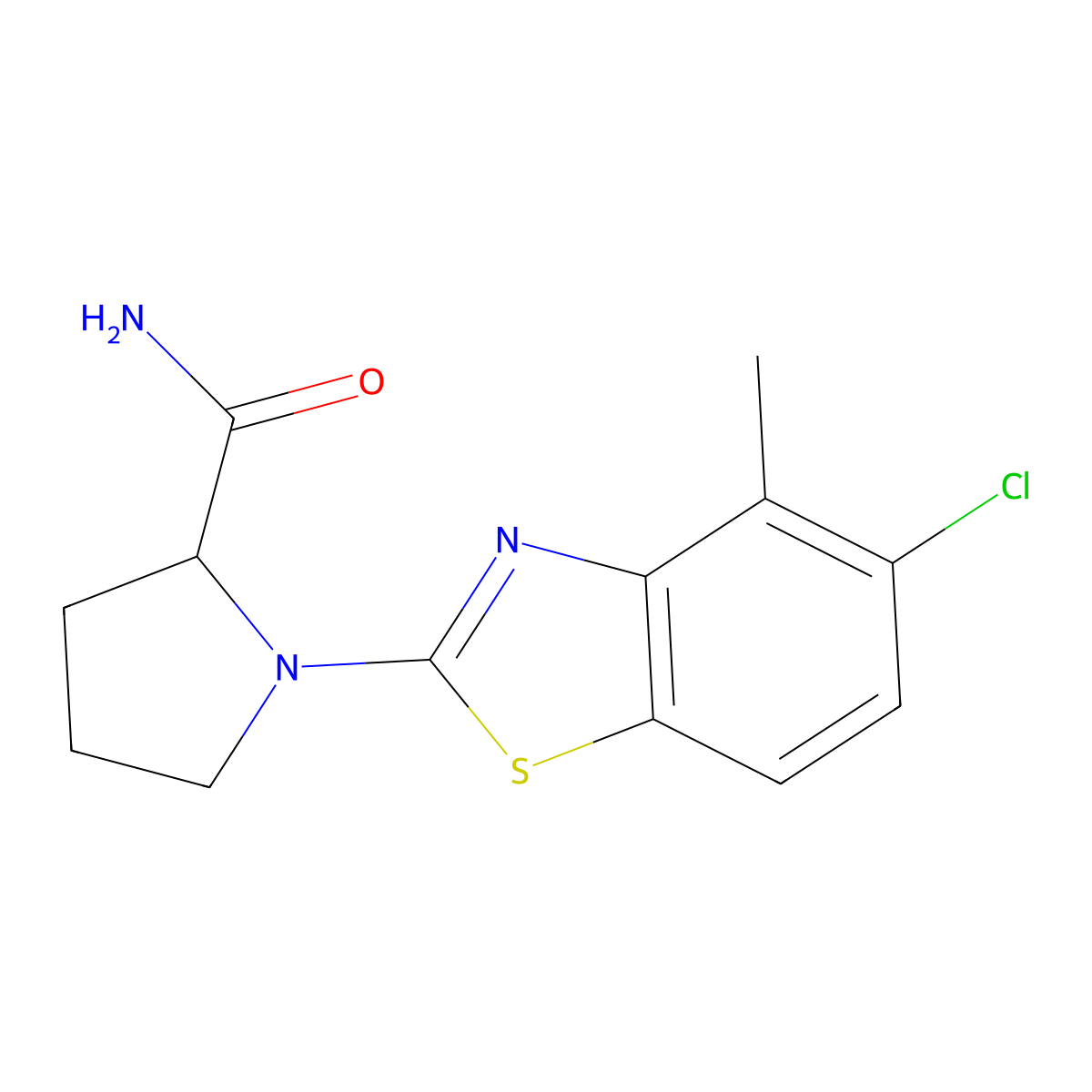 1-(5-Chloro-4-methyl-1,3-benzothiazol-2-yl)pyrrolidine-2-carboxamide molecular structure, CAS 2548978-61-4