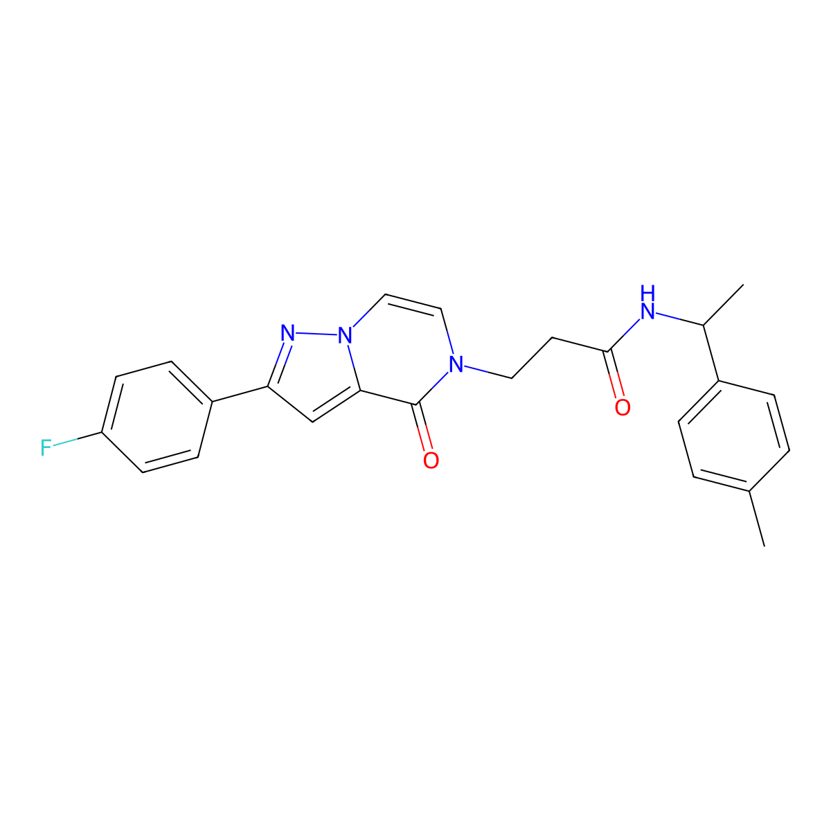 3-[2-(4-fluorophenyl)-4-oxo-4H,5H-pyrazolo[1,5-a]pyrazin-5-yl]-N-[1-(4-methylphenyl)ethyl]propanamide molecular structure, CAS 2548978-66-9