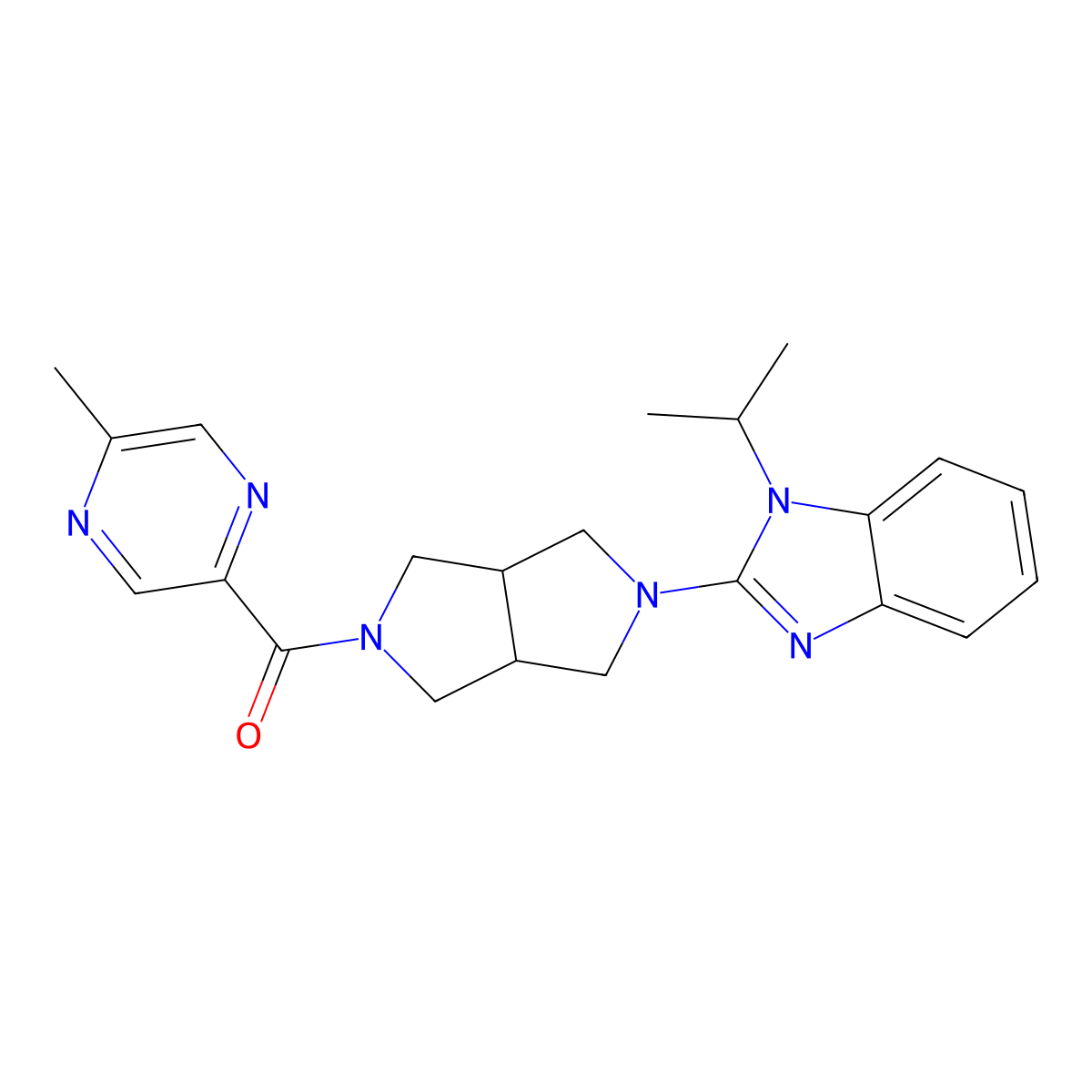 2-[5-(5-methylpyrazine-2-carbonyl)-octahydropyrrolo[3,4-c]pyrrol-2-yl]-1-(propan-2-yl)-1H-1,3-benzodiazole molecular structure, CAS 2548978-72-7