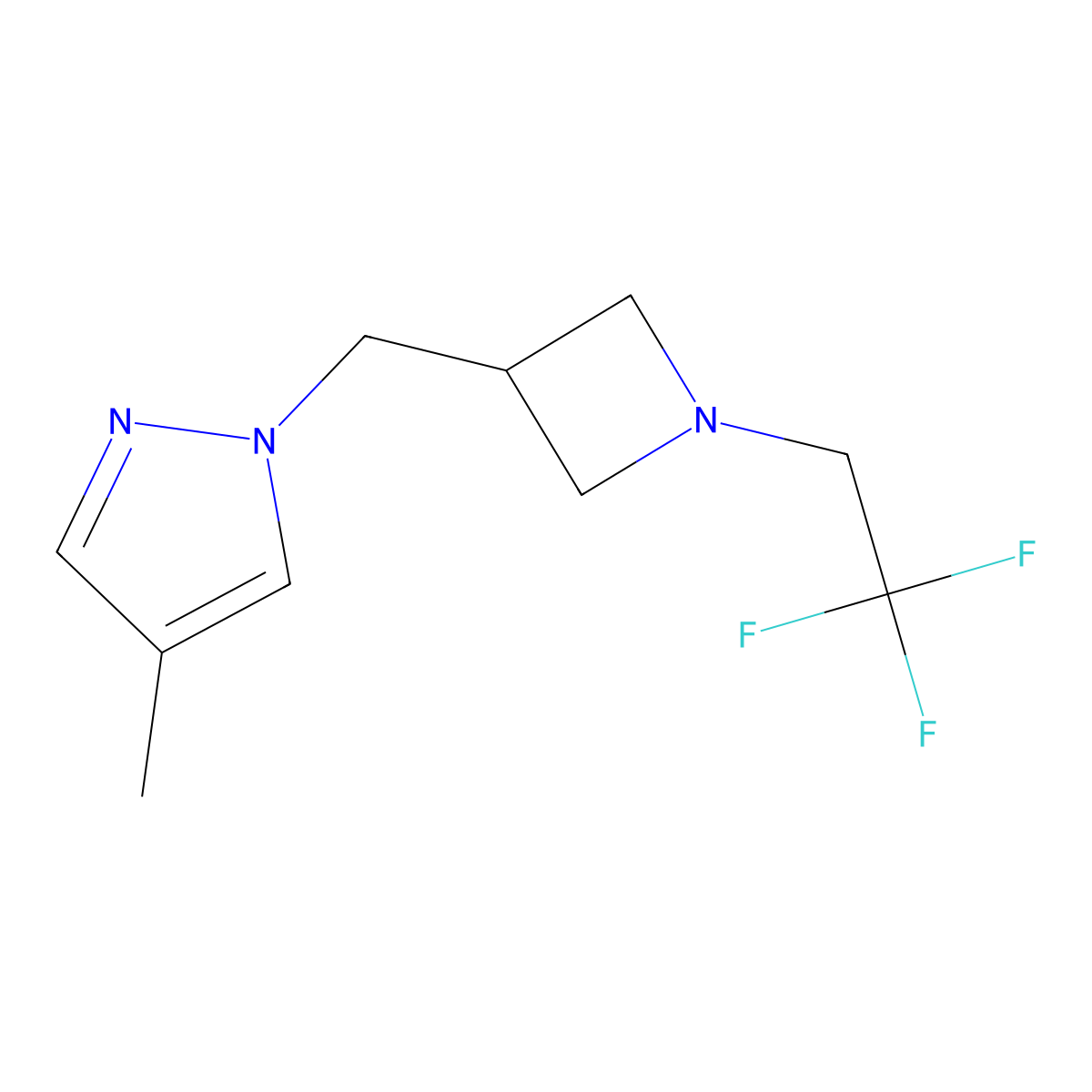 4-methyl-1-{[1-(2,2,2-trifluoroethyl)azetidin-3-yl]methyl}-1H-pyrazole molecular structure, CAS 2548978-73-8