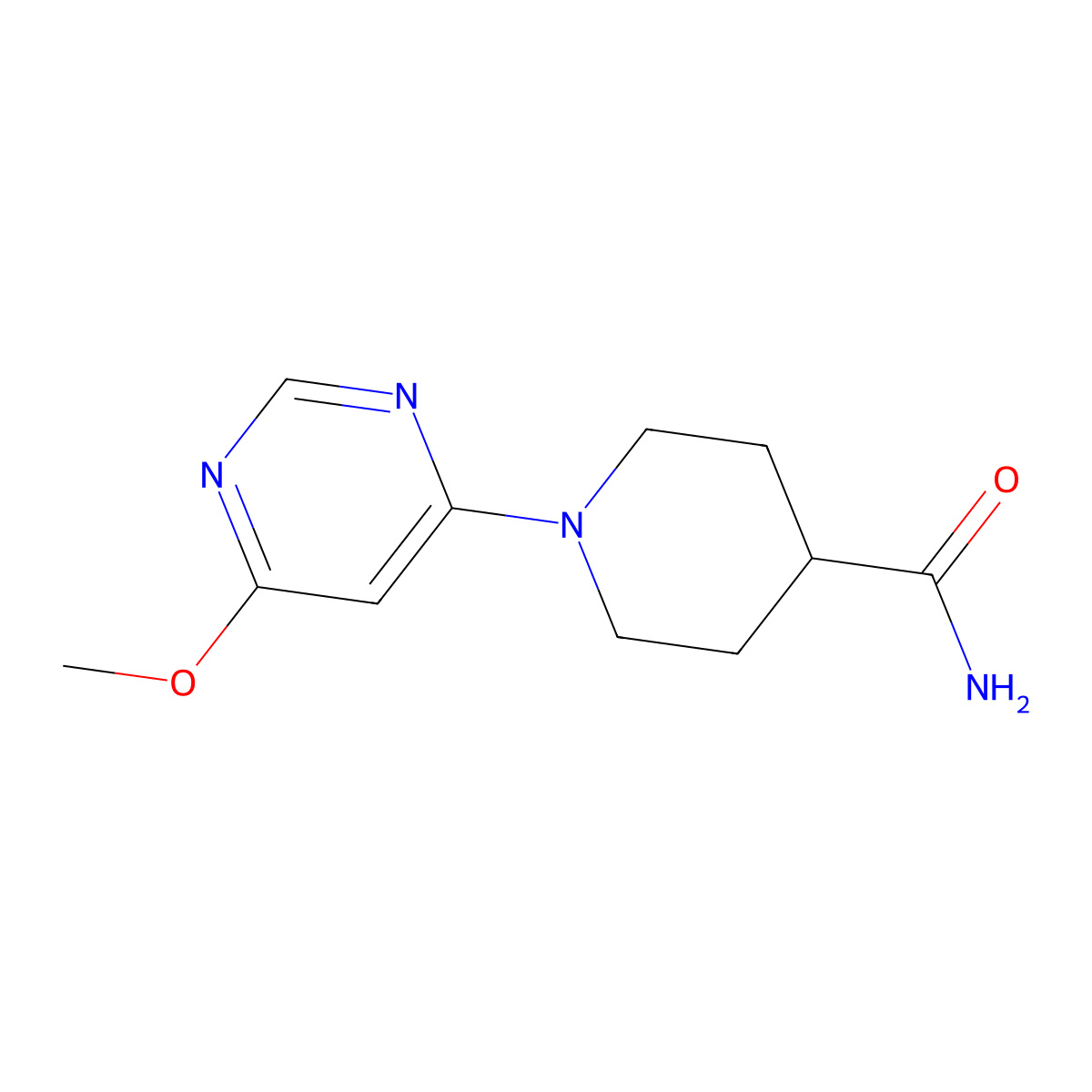 1-(6-Methoxypyrimidin-4-yl)piperidine-4-carboxamide molecular structure, CAS 2548978-75-0