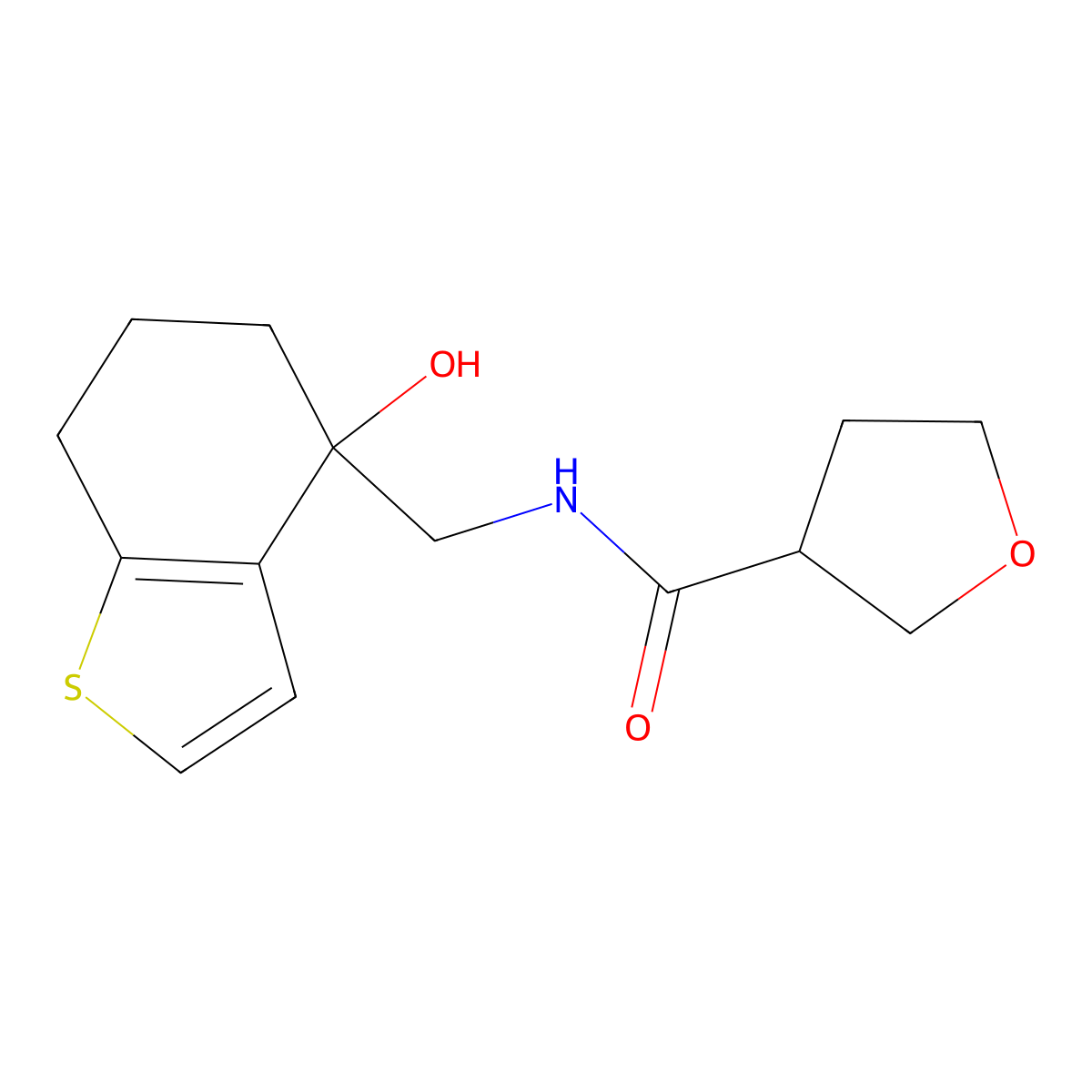 N-[(4-hydroxy-4,5,6,7-tetrahydro-1-benzothiophen-4-yl)methyl]oxolane-3-carboxamide molecular structure, CAS 2548978-77-2