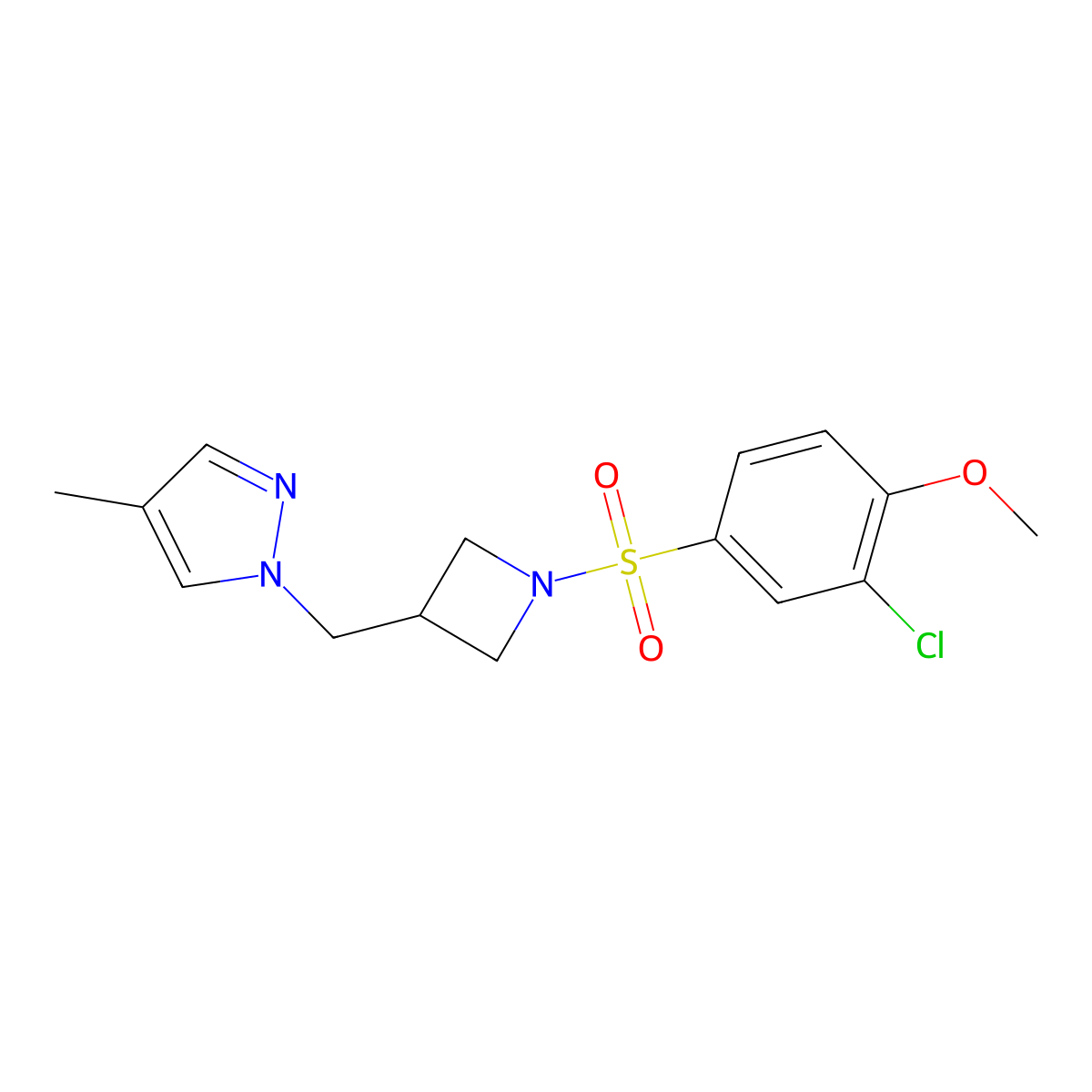 1-{[1-(3-chloro-4-methoxybenzenesulfonyl)azetidin-3-yl]methyl}-4-methyl-1H-pyrazole molecular structure, CAS 2548978-81-8