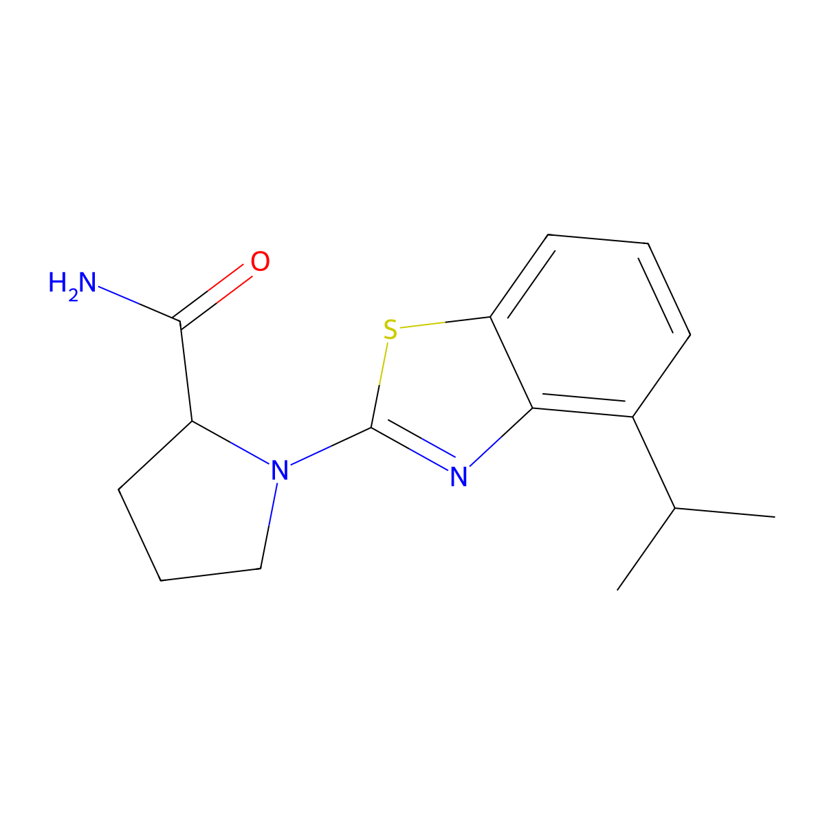1-[4-(Propan-2-yl)-1,3-benzothiazol-2-yl]pyrrolidine-2-carboxamide molecular structure, CAS 2548978-83-0