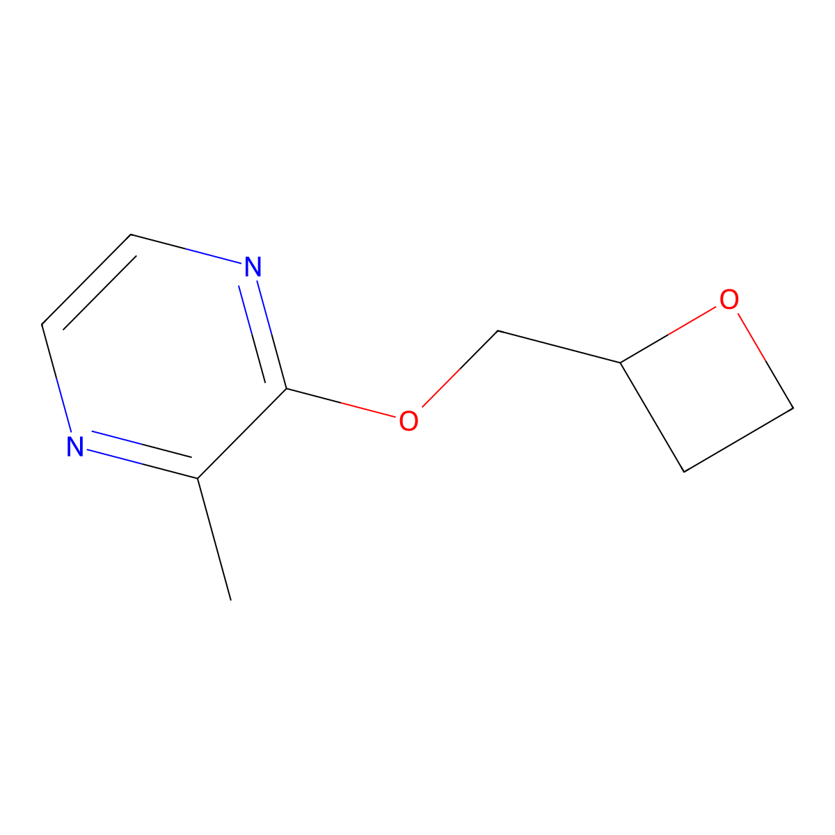 2-Methyl-3-[(oxetan-2-yl)methoxy]pyrazine molecular structure, CAS 2548978-86-3