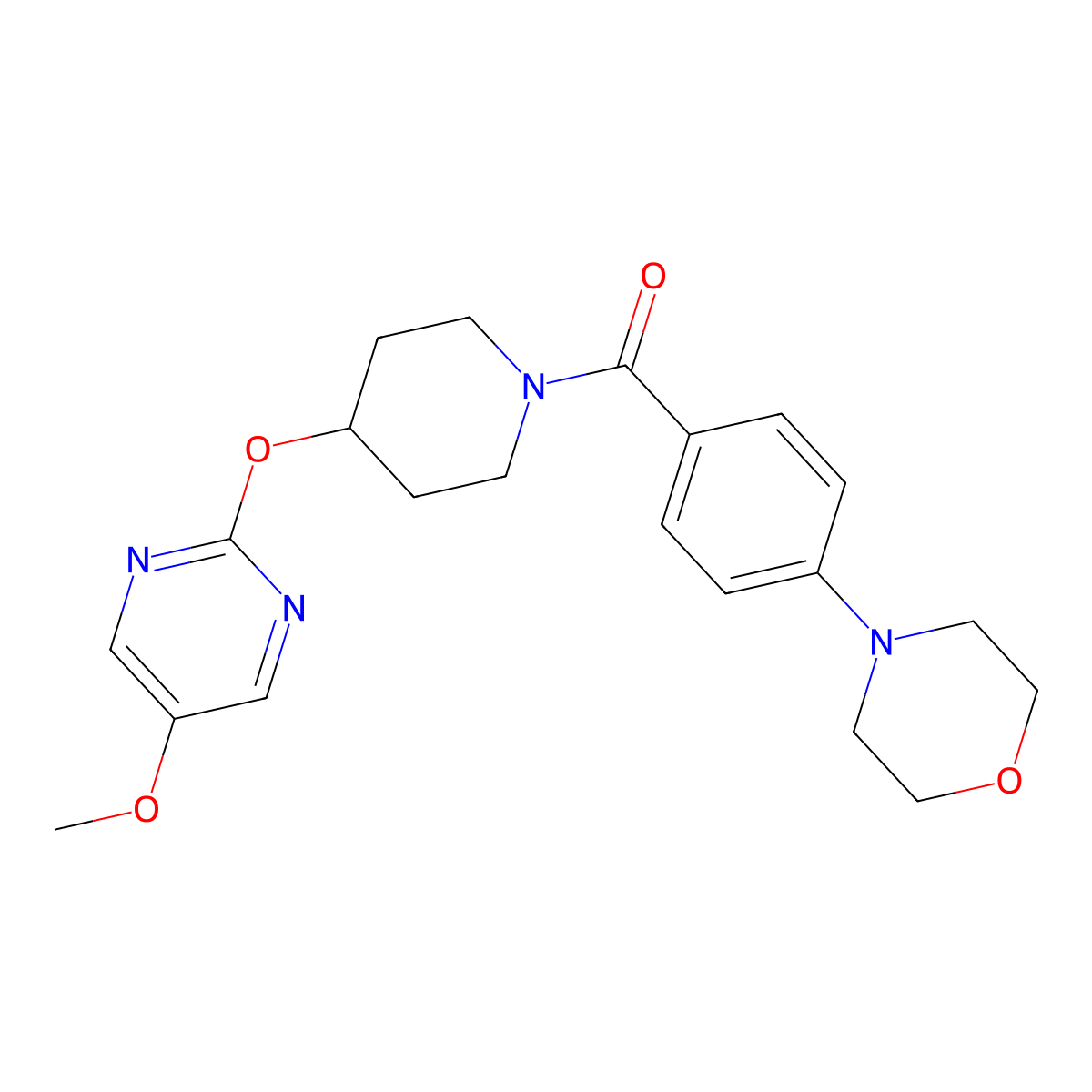 4-(4-{4-[(5-Methoxypyrimidin-2-yl)oxy]piperidine-1-carbonyl}phenyl)morpholine molecular structure, CAS 2548978-89-6