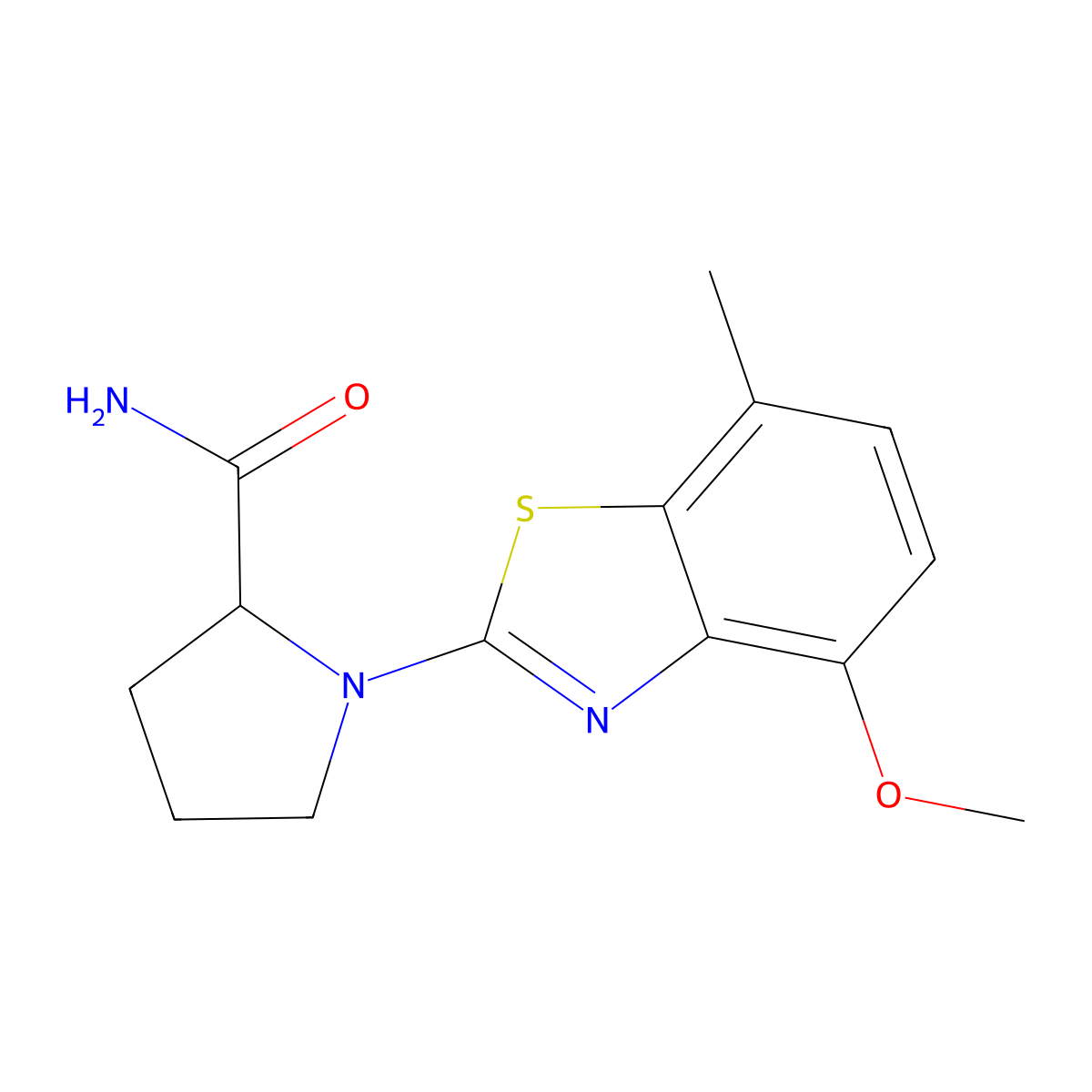 1-(4-Methoxy-7-methyl-1,3-benzothiazol-2-yl)pyrrolidine-2-carboxamide molecular structure, CAS 2548978-99-8
