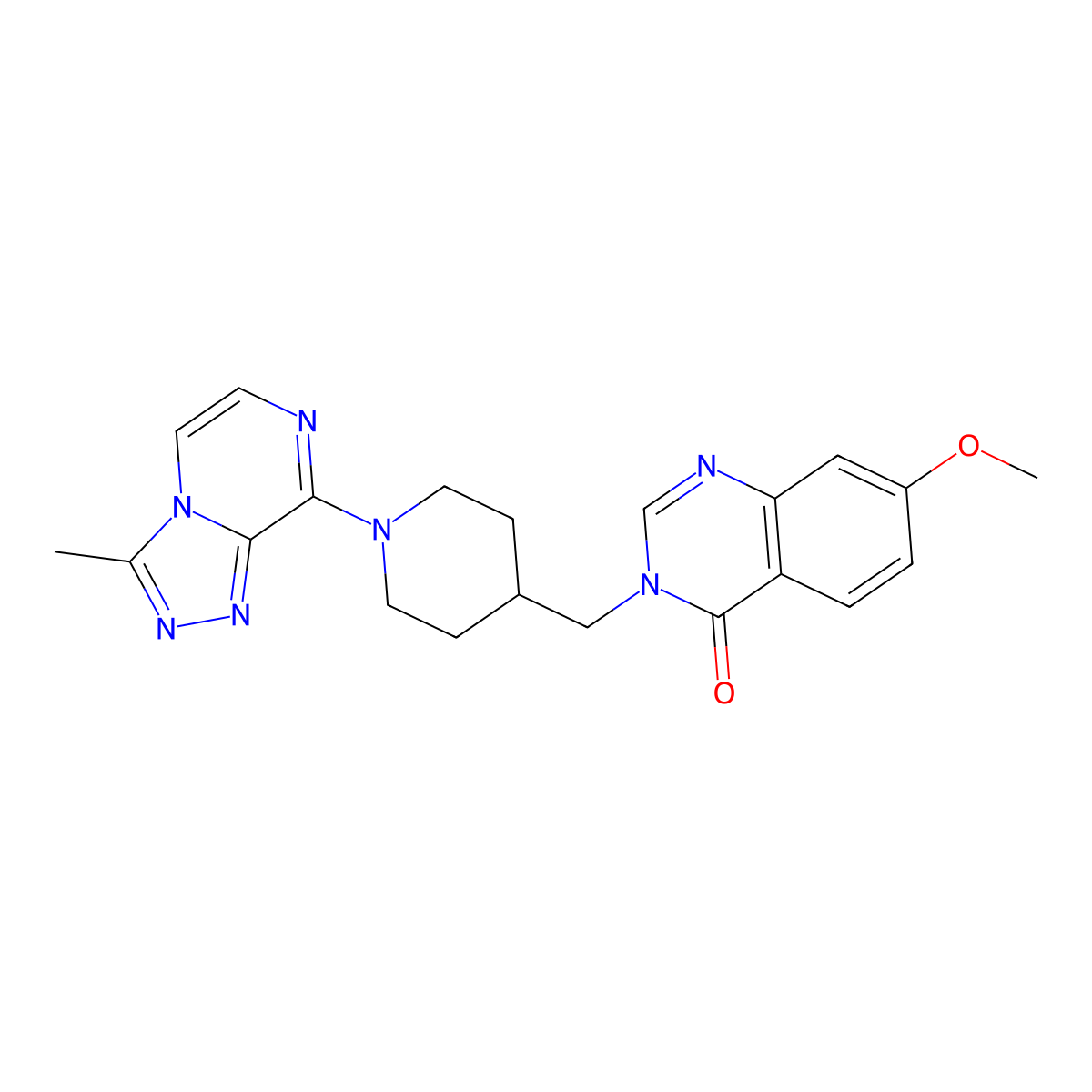 7-Methoxy-3-[(1-{3-methyl-[1,2,4]triazolo[4,3-a]pyrazin-8-yl}piperidin-4-yl)methyl]-3,4-dihydroquinazolin-4-one molecular structure, CAS 2548979-00-4