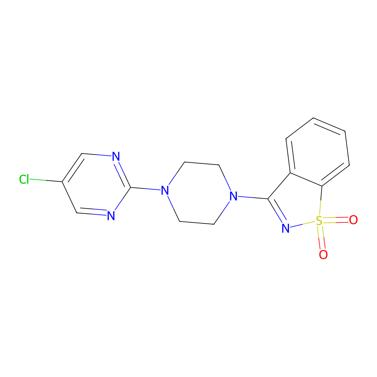 3-[4-(5-Chloropyrimidin-2-yl)piperazin-1-yl]-1lambda6,2-benzothiazole-1,1-dione molecular structure, CAS 2548979-02-6