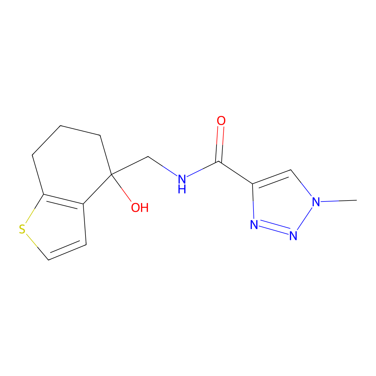 N-[(4-hydroxy-4,5,6,7-tetrahydro-1-benzothiophen-4-yl)methyl]-1-methyl-1H-1,2,3-triazole-4-carboxamide molecular structure, CAS 2548979-05-9