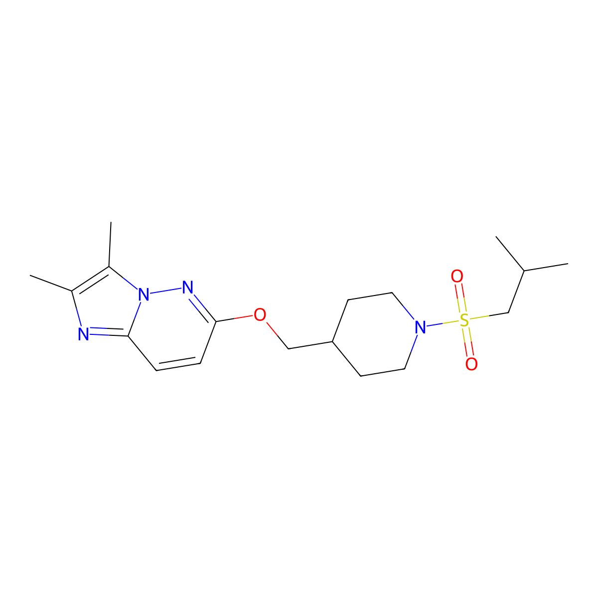 4-[({2,3-Dimethylimidazo[1,2-b]pyridazin-6-yl}oxy)methyl]-1-(2-methylpropanesulfonyl)piperidine molecular structure, CAS 2548979-13-9
