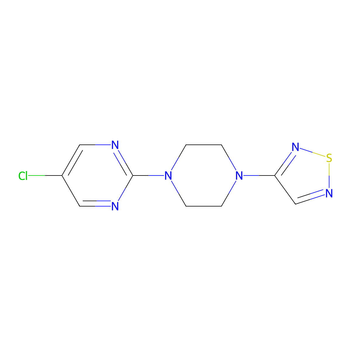 5-Chloro-2-[4-(1,2,5-thiadiazol-3-yl)piperazin-1-yl]pyrimidine molecular structure, CAS 2548979-24-2