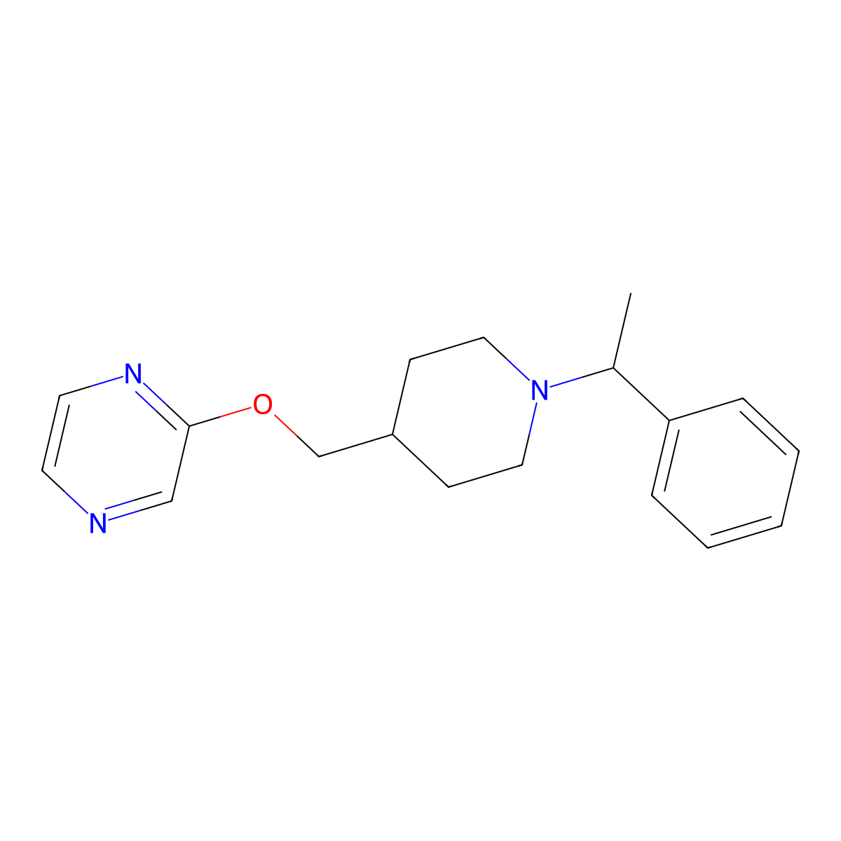 2-{[1-(1-Phenylethyl)piperidin-4-yl]methoxy}pyrazine molecular structure, CAS 2548979-26-4