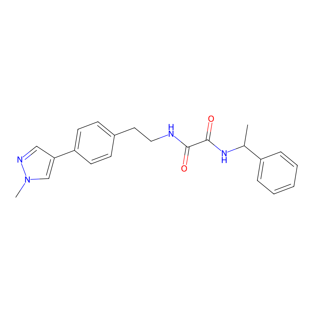 N-{2-[4-(1-methyl-1H-pyrazol-4-yl)phenyl]ethyl}-N'-(1-phenylethyl)ethanediamide molecular structure, CAS 2548979-27-5