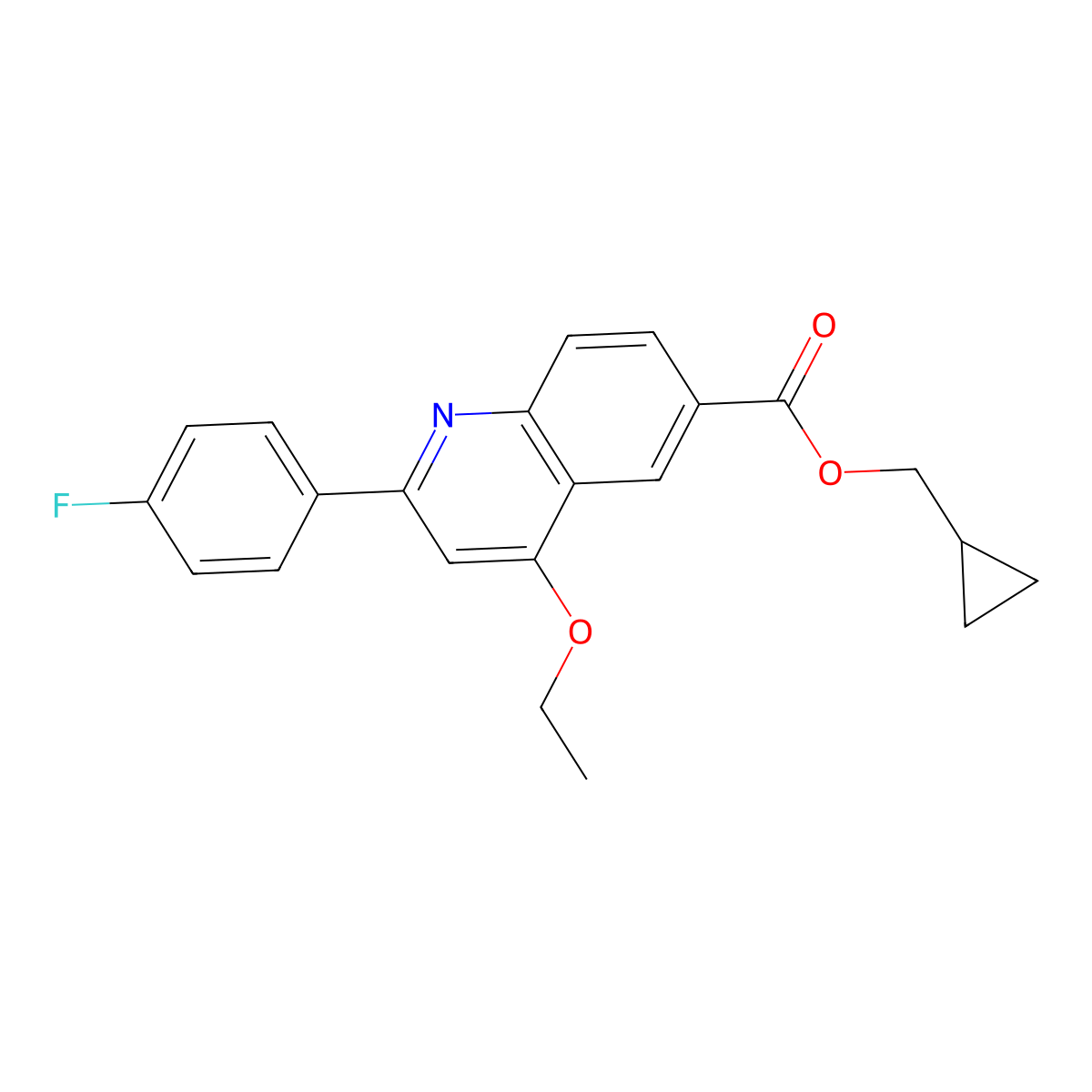 Cyclopropylmethyl 4-ethoxy-2-(4-fluorophenyl)quinoline-6-carboxylate molecular structure, CAS 2548979-28-6