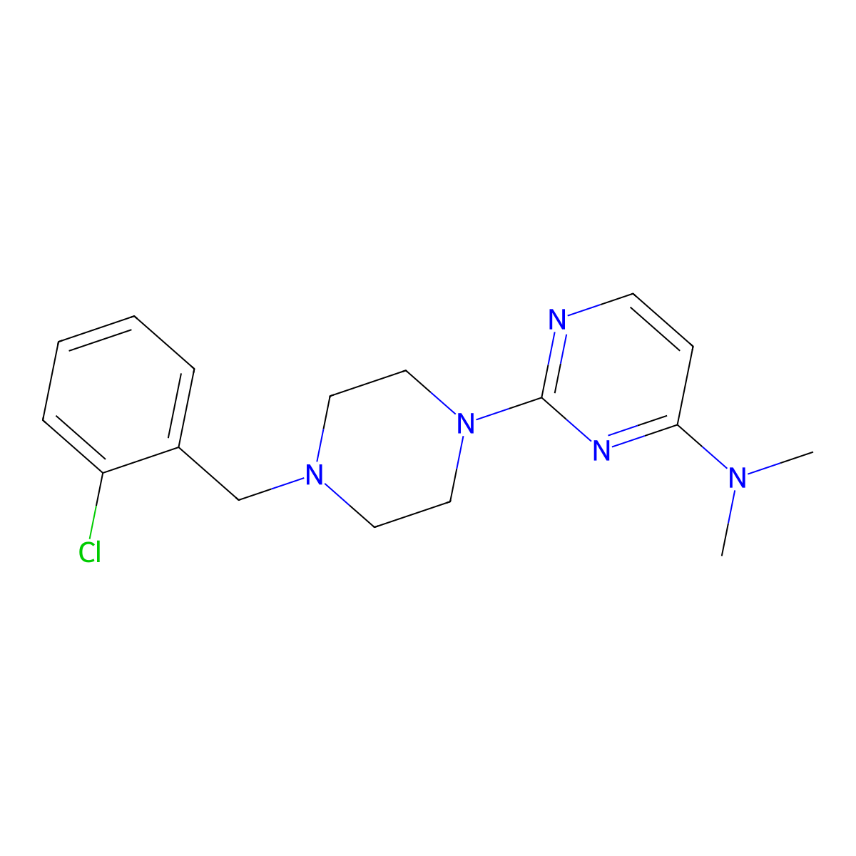 2-{4-[(2-chlorophenyl)methyl]piperazin-1-yl}-N,N-dimethylpyrimidin-4-amine molecular structure, CAS 2548979-32-2