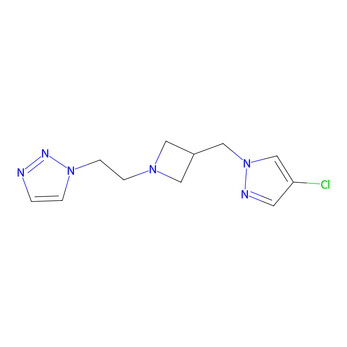 1-(2-{3-[(4-chloro-1H-pyrazol-1-yl)methyl]azetidin-1-yl}ethyl)-1H-1,2,3-triazole molecular structure, CAS 2548979-34-4