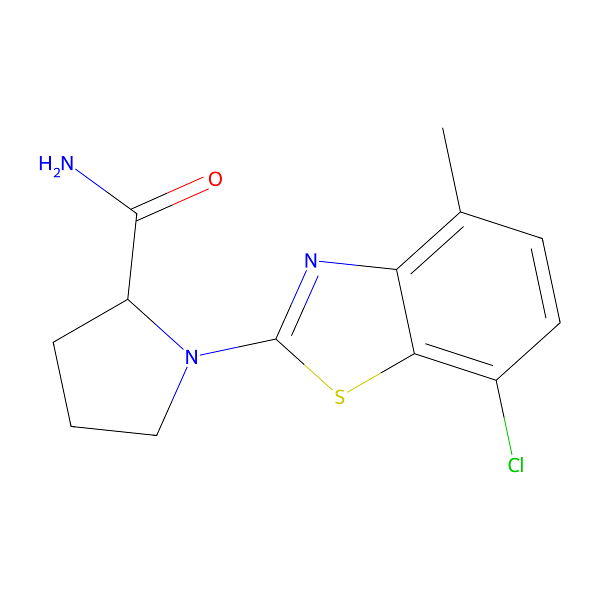 1-(7-Chloro-4-methyl-1,3-benzothiazol-2-yl)pyrrolidine-2-carboxamide molecular structure, CAS 2548979-35-5