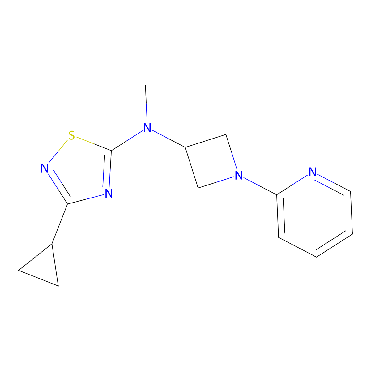 3-cyclopropyl-N-methyl-N-[1-(pyridin-2-yl)azetidin-3-yl]-1,2,4-thiadiazol-5-amine molecular structure, CAS 2548979-40-2
