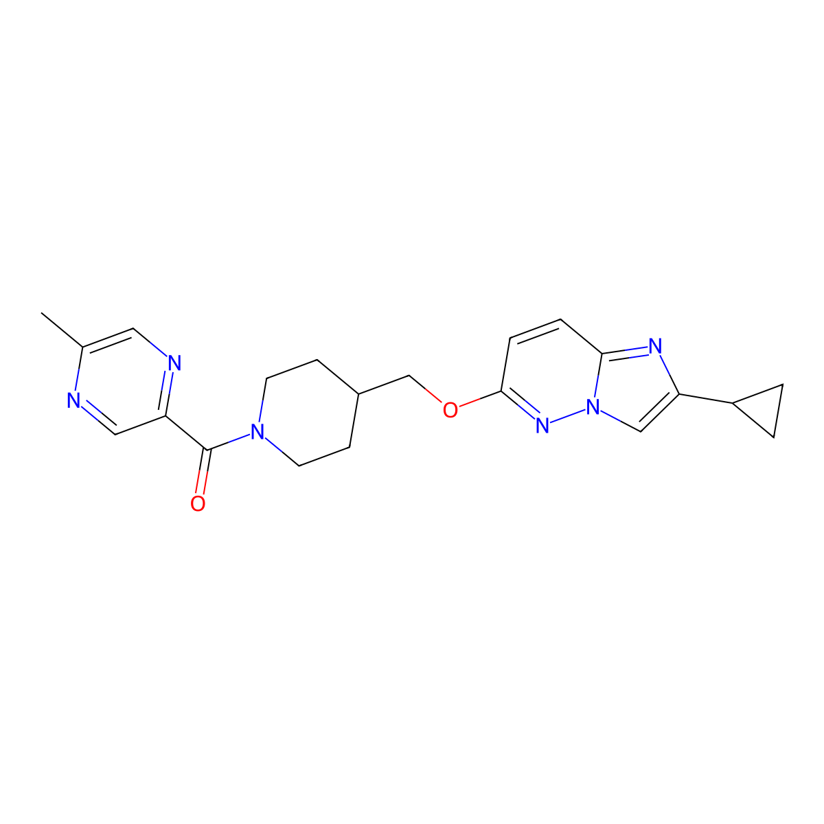 2-{4-[({2-Cyclopropylimidazo[1,2-b]pyridazin-6-yl}oxy)methyl]piperidine-1-carbonyl}-5-methylpyrazine molecular structure, CAS 2548979-41-3